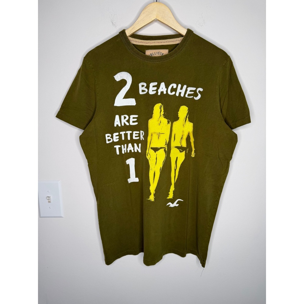 Vintage Y2K Hollister‎ 2 Beaches Are Better Than 1 RARE Banned T-Shirt Size XL
